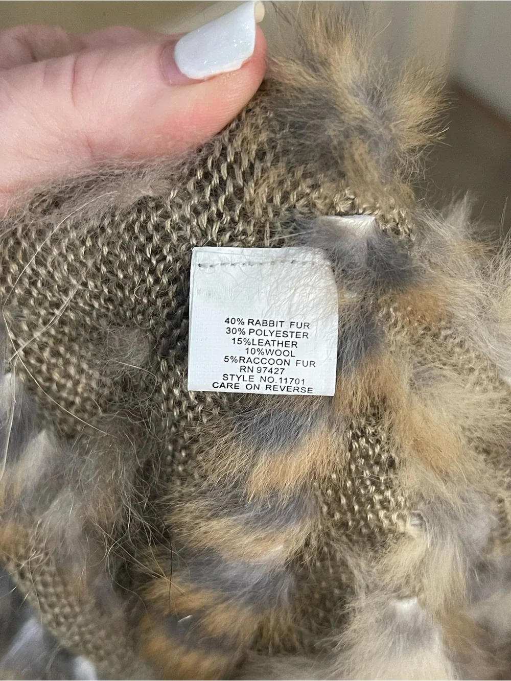 Dolce Cabo Natural Fur Fringe Poncho